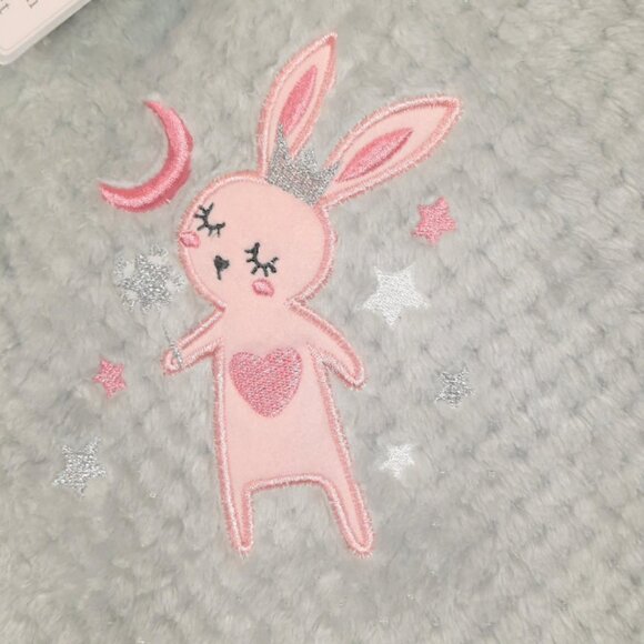 Zak & Zoey Princess Bunny Stars Moon Gray Waffle Lovey Blanket 30" X 40" - Picture 2 of 5